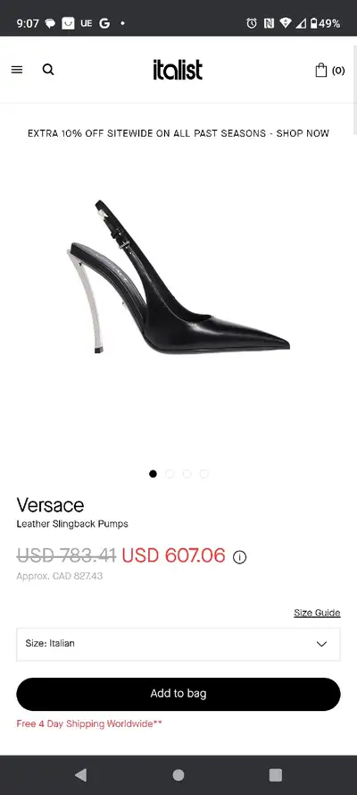 US9.5 Versace *style* Pin Point Slingback, View more