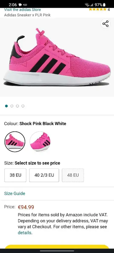 Men's Adidas PLR shock pink shoes, View more