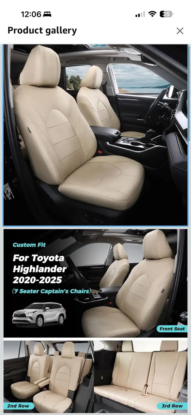 Toyota Highlander 2020–2025 Seat Covers – Beige – 7 Seater in Other in Kitchener / Waterloo - Image 7