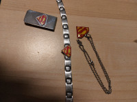 Superman logo original colour necklase bracelet money clip