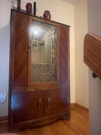 Vintage China walnut cabinet or bookcase