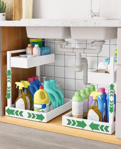 UMDONX 2 Pack Metal Expandable Pull out Under Sink Organizer, View more