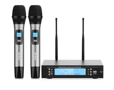 BAXS Wireless Microphone System Dual UHF Wireless Mics, 2 Handhe, View more