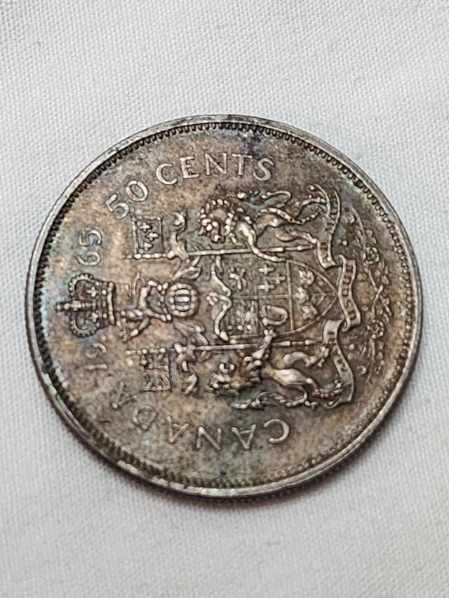 Heavily Toned 1965 Canadian Silver 50 Cents Coin(Canada) in Arts & Collectibles in City of Toronto - Image 4