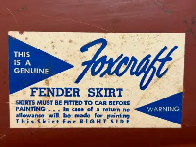 Fender skirt King inventory blow out. Most are boxed and labelled. 100 pairs for $1600. Ford, Mercur...