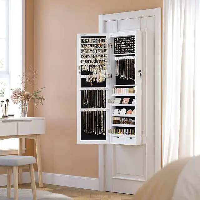 6 LEDs Mirror Jewelry Cabinet, 47.2-Inch Tall Lockable Wall or in Home Décor & Accents in Markham / York Region - Image 8