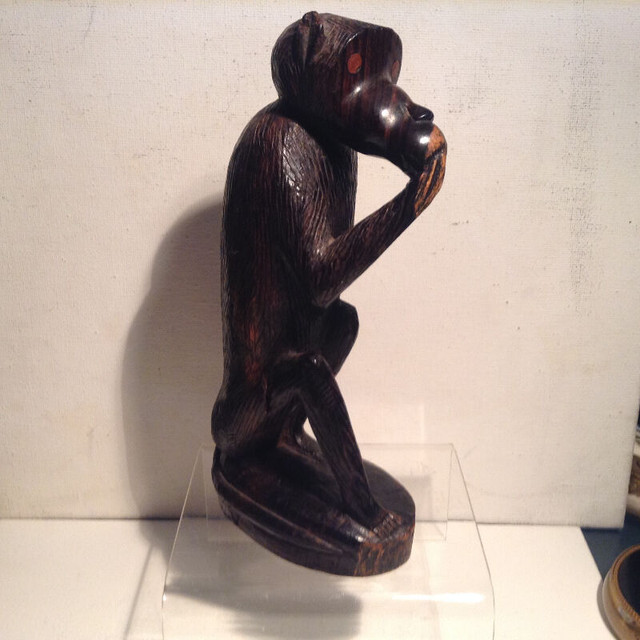 Vintage Monkey Chimpanzee Hand Carved Wood  Ebony in Arts & Collectibles in Vancouver