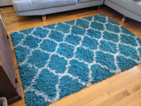 Grand tapis shaggy turquoise 
