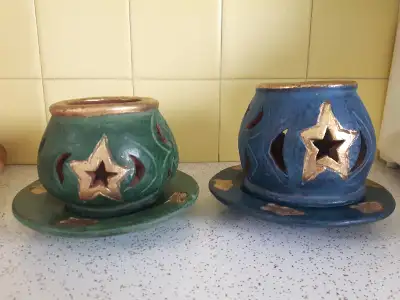 Two Large Tea Light Candle Holders, View more