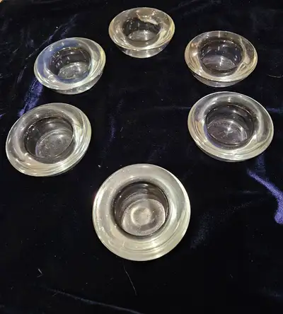 SET OF 5 VTG 1980'S IKEA CLEAR GLASS HEJ CHUNKY TEALIGHT CANDLE HOLDERS 3" ,NEVER BEEN USED, GREAT F...