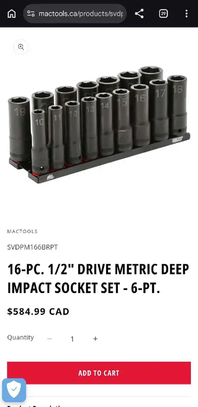 MAC Tools Socket Set, View more
