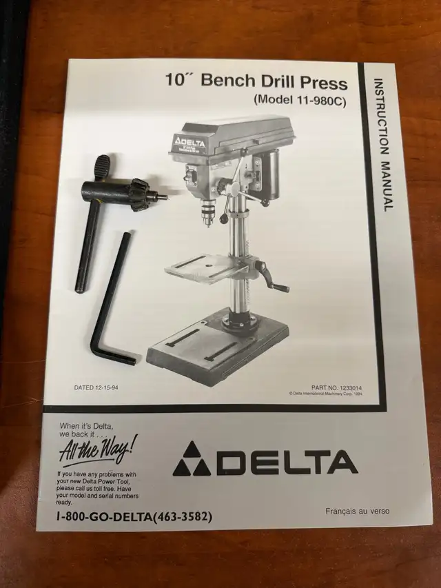Delta Drill Press 10” variable speed405734918822963201