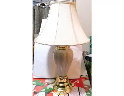 VINTAGE IVORY WHITE PORCELAIN TABLE LAMP 22" TALL, View more