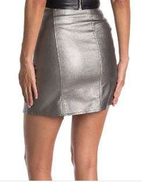 Just One Faux Leather Mini Skirt in Pewter Size Medium