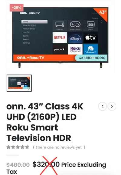 All new or open box 43" 1080p or 4k Roku Smart tv's now on sale. We provide 3 month warranty. Prices...