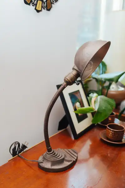 Art Deco Gooseneck Metal Desk Lamp, View more