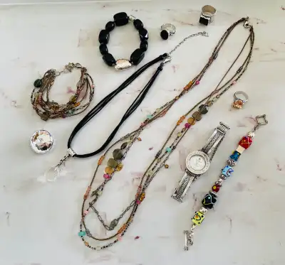 Gently used wonderful condition Silpada jewellery. Rings size 7 except peach stone size 6 - $50 each...