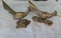 Two large roadrunners brass birds