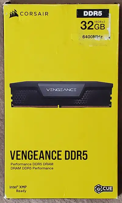 Corsair Vengeance ddr5 32gb (matched pair of 16gb) 6400MHz transfer rate (one of the fastest) Lightl...