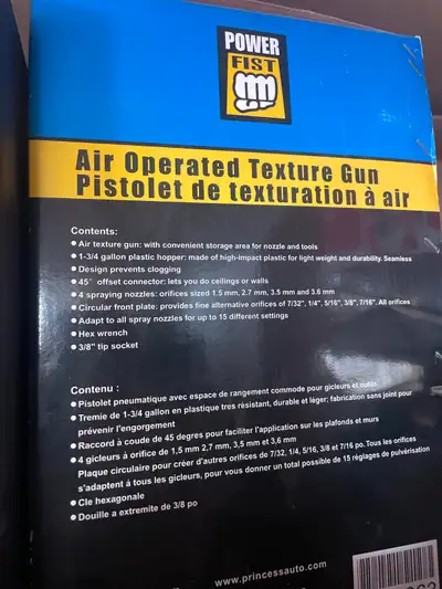 Never used Powerfist hopper style ceiling texturizing air gun. New condition Pickup is northside of...