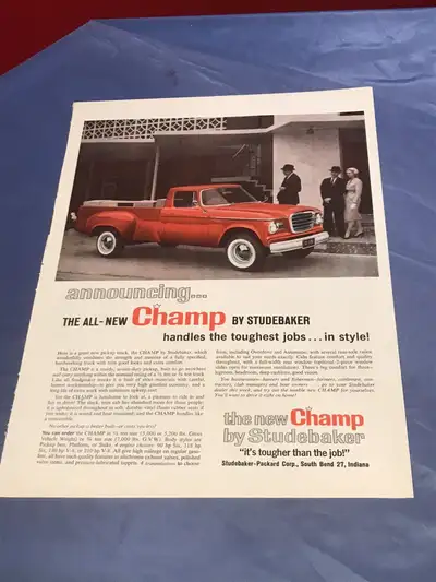 1960 Studebaker Champ Truck Original Ad, View more