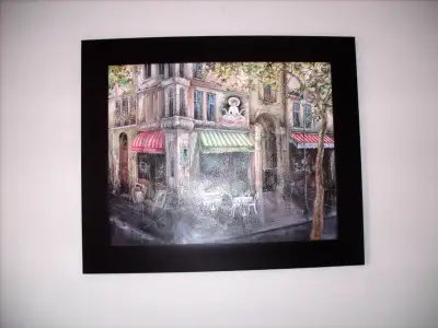 Café framed painting, View more