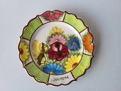 Vintage Italian Majolica Pottery Wall Plate - Signed PM Castelli, View more