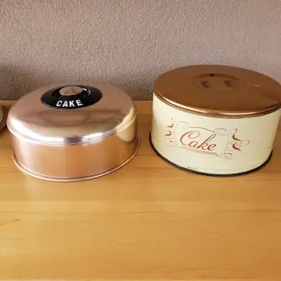 Two vintage metal cake keepers include dome only, no platter. $25 each