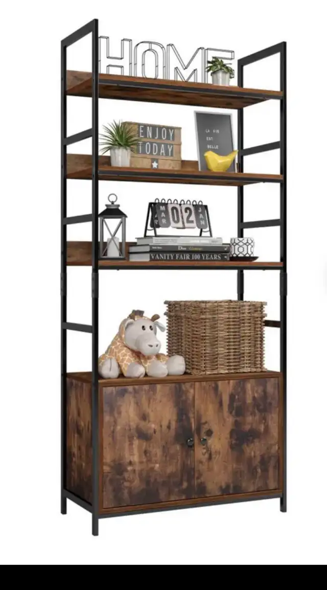 Modern Bookshelf 3 Tier Free Standing Wood Look Ladder Shelf Sto in Bookcases & Shelving Units in Hamilton - Image 7