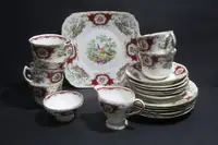 17 Pieces Foley Broadway Teacups, Saucers, Tea Plates, Cake Plat