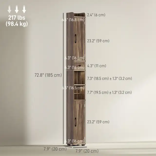 Narrow Bathroom Cabinet, Tall Bathroom Storage Cabinet with Barn in Bookcases & Shelving Units in Markham / York Region - Image 4