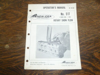 New Idea 517 Rotary Snow Plow Operators Manual
