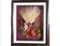DRIED FLOWER IN SOLID WOOD DEEP SHADOW BOX PICTURE 19.5"X23.5"