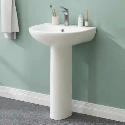 Garvee Pedestal Sink Combo, White, View more