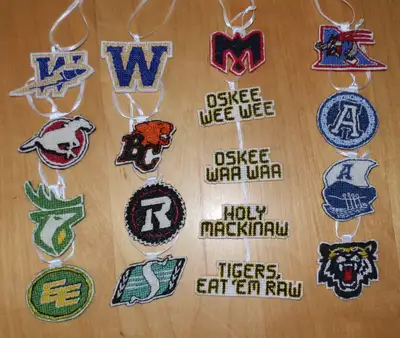CFL Ornaments - Handmade - $6 Each, View more