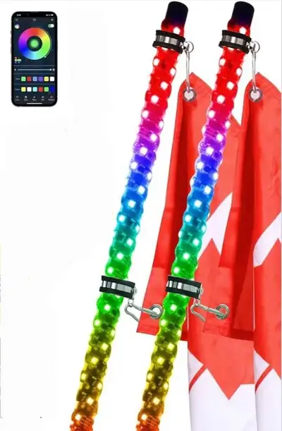 2PC RGB LED Whip Lights 3ft, Spiral Lighted Whips w/ App Control, View more