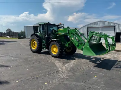 John Deere 6155R tractor. Full load every available option. Full warranty. Only 683 hrs. Loader grap...