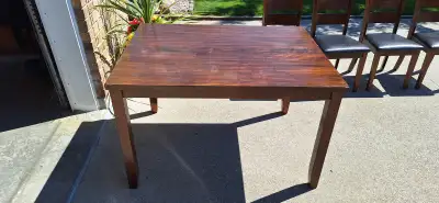 All wood table & 4 padded chairs, View more