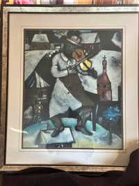 Superbe grand tableau sous verre d’une oeuvre de M Chagall 29/33