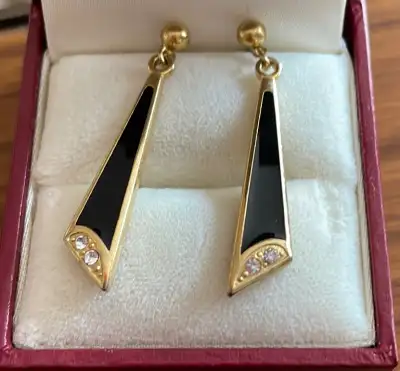 Black and gold earrings, View more