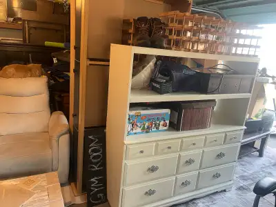 White Bookshelf with Drawers, View more