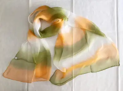 Silk Scarf Wrap Green Gradient Color Oblong Dongfeng Yarn, View more