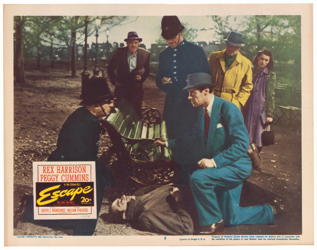1948 Escape Crime Film Noir Rex Harrison Lobby Card #3 VF to NM- in Arts & Collectibles in Bedford