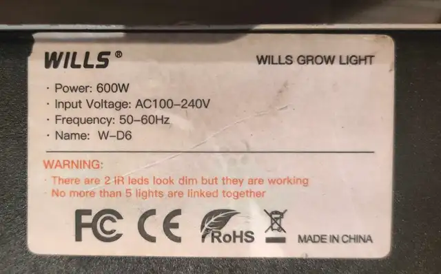 Wills grow light W-D6 600W. Barely used. Double switch 528038488892385282