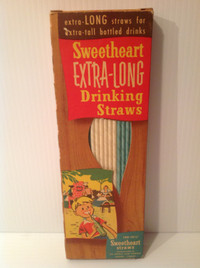 SWEETHEART PASTEL COLOR PAPER DRINKING STRAWS (NOS 1950's)