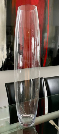 28" Tall Tapered Cylinder Glass Vase