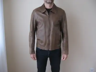 Manteau blouson cuir DANIER homme Men leather jacket for spring, View more