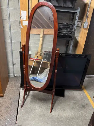 antique standing mirror, coffee table, etc, View more