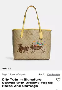 NEW Coach Tote with Dreamy Veggie Horse ans carriage