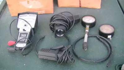 FOR SALE,,TIMING LIGHT,,TECH METER COMPRESSION TESTER,,IGNITION SWITCH TO TURN OVER THE ENGINE WITHO...